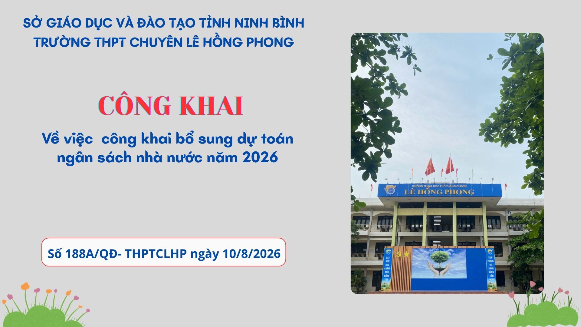 Công khai dự toán chi NSNN năm 2026